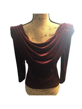 MSK Velvet Draped Top Size S Burgundy
